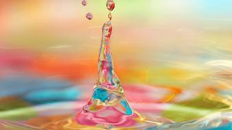 Colored nature splashes water drops wallpaper