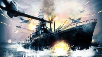 World war ii aircraft battleships vehicles wallpaper