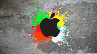 Abstract apples multicolor paint wall