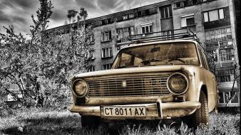 Lada 2101 russians cars grayscale monochrome wallpaper