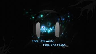 Blue headphones music wallpaper