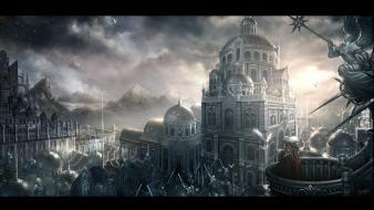 Cityscapes drawings emperor fantasy art landscapes wallpaper