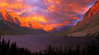 Glacier national park montana saint mary lake landscapes wallpaper
