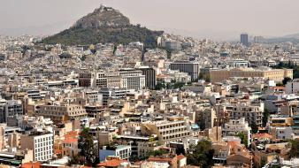 Athens greece cityscapes city skyline mountains wallpaper