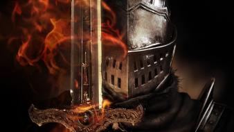 Dark souls artwork helmets knights swords wallpaper