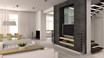 Design interior living room modern white wallpaper