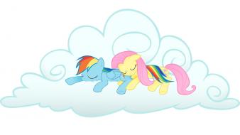 Fluttershy my little pony rainbow dash clouds ponies wallpaper