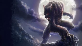 Moon artwork fantasy art monsters werewolves wallpaper