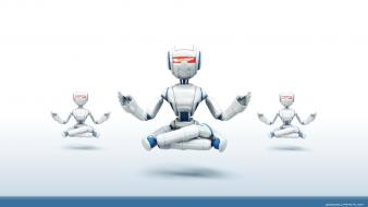 3d digital art robots yoga wallpaper