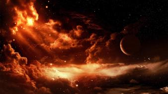 Clouds digital art outer space planets stars wallpaper