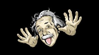 Albert einstein black background funny portraits wallpaper