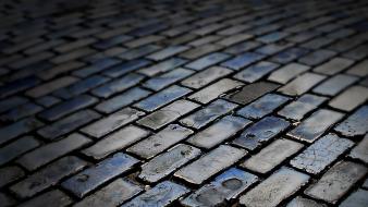 Bricks construction pavement sidewalks tiltshift wallpaper