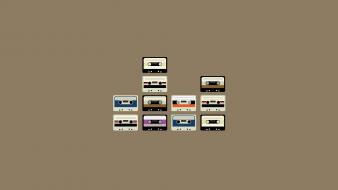Brown background cassette minimalistic music retro wallpaper
