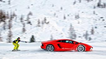 Lamborghini skiing snow winter wallpaper
