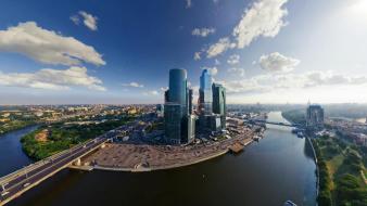 Moscow russia blue skies cityscapes fisheye effect wallpaper