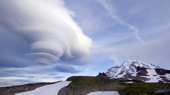 Mount rainier national park washington clouds landscapes wallpaper