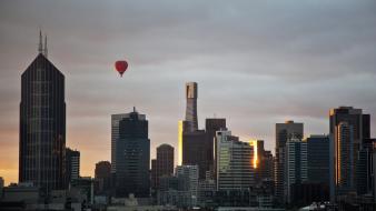 Cityscapes skylines buildings australia hot air balloons melbourne wallpaper