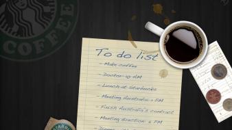 Coffee cups desks starbucks to do list