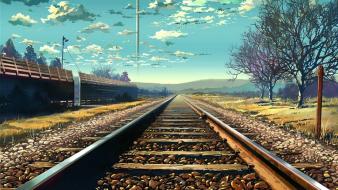 Fantasy art makoto shinkai railroad tracks wallpaper