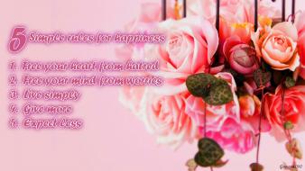 Flowers happy quotes pink background wallpaper