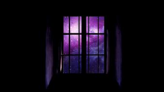 Outer space window panes black background