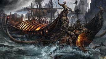 Ships fantasy art artwork wallpaper