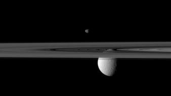 White outer space rings saturn monochrome moons wallpaper