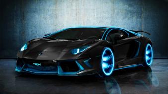 Lamborghini aventador tron legacy colors digitalized wallpaper