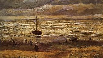 Vincent van gogh artwork beaches paintings weather wallpaper