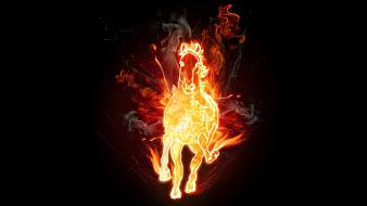 Artwork dark digital art fire horses wallpaper