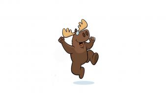 Cartoons happy jumping moose simple wallpaper