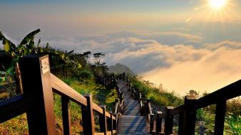 Sun clouds landscapes nature