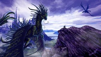Artwork by sunimo castles dragons wallpaper