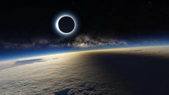 Earth moon sun eclipse galaxies wallpaper