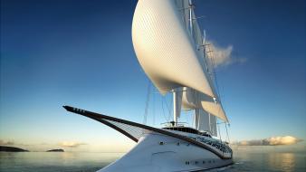 Blue skies horizon sails yatch wallpaper