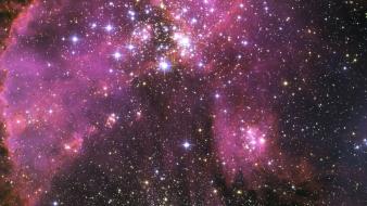Galaxies outer space purple stars wallpaper