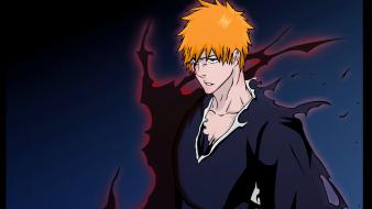 Bleach kurosaki ichigo flames orange hair wallpaper