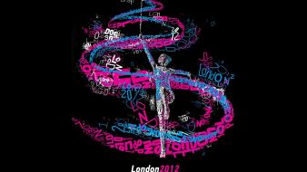 Black background typographic portrait gymnastics london 2012 wallpaper