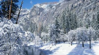 Landscapes nature winter snow california yosemite national park wallpaper