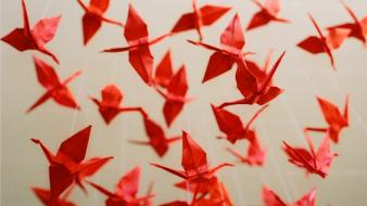 Paper origami papercraft cranes wallpaper