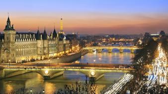 Paris france bridges rivers seine cities view