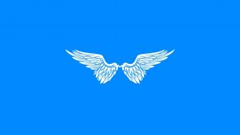 Angels blue wings minimalistic white wallpaper