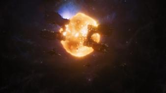 Explosions screenshots spaceships marvel the avengers (movie) wallpaper