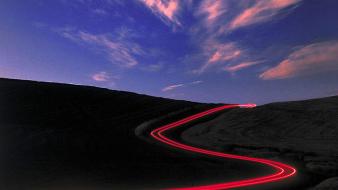 Lights wall roads trail skyscapes wallpaper