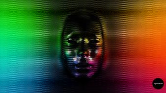 Rainbows pixels pixel art digital artwork faces wallpaper