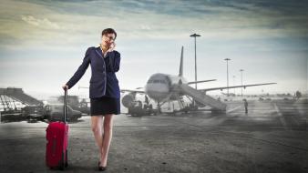 Women glasses airports flight attendants wallpaper
