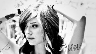 Brunettes tattoos women grayscale christina perri wallpaper