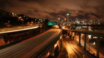 Cityscapes night highway roads portland freeway wallpaper