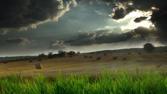 Green clouds landscapes nature grass sunlight skyscapes black wallpaper