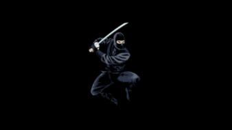 Minimalistic dark ninjas katana weapons swords black background wallpaper